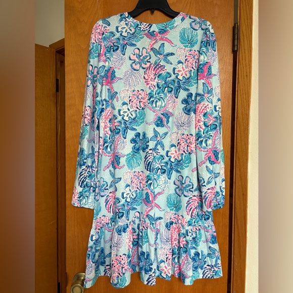 NWT Lilly Pulitzer Alyssa long sleeved knit dress blue Bahama Beachcomber Medium - Picture 2 of 4